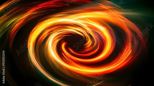 Abstract colorful circular vibrant blur motion rays on black background. Swirl vivid circular gradient tunnel with hole in center