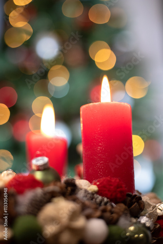Christmas advent wreath decoration with candles