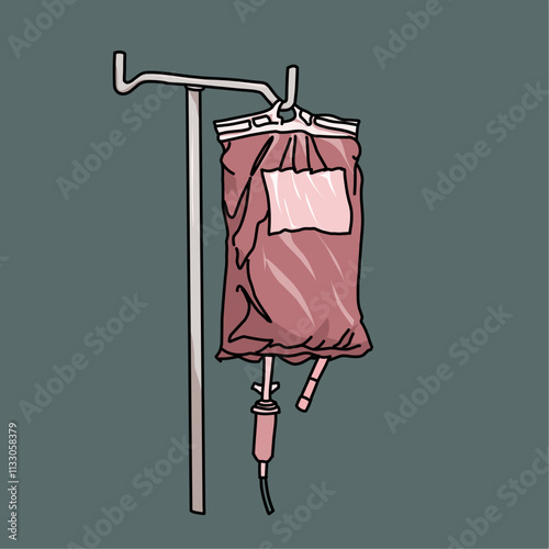 Mei 2025, Illustration vector of simple infusion pole with cartoon character - illustration design by nurdal_ 
