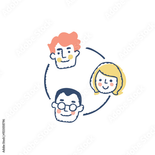つながっているイメージの3人の男女