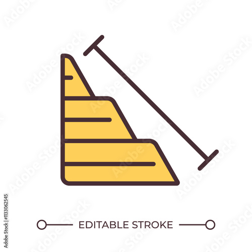 Mountain slope angle measurement RGB color icon. Geodetic exploration industry work. Hill shape studying. Landscape. Isolated vector illustration. Simple filled line drawing. Editable stroke
