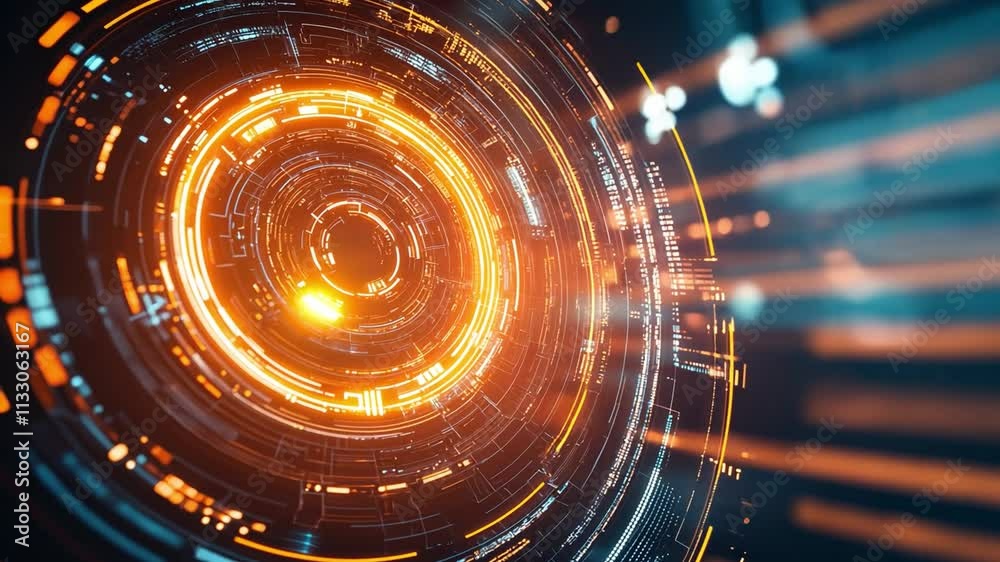 Futuristic Orange Tech Circle 