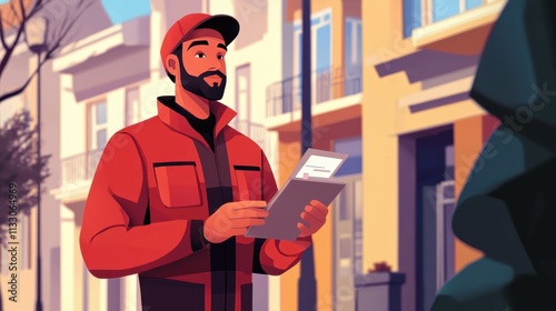 A postman using a digital tracking device to ensure the timely delivery of important documents and packages.