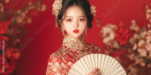 Elegant Chinese Bride in Re...