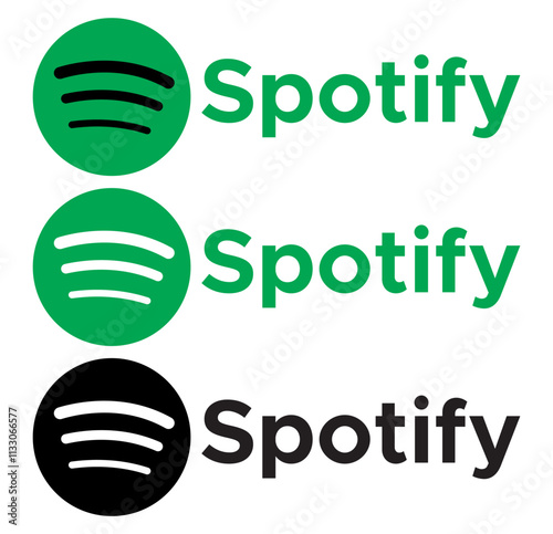 Spotify vector cions.unique spotify text and logo. vector editorial illustration