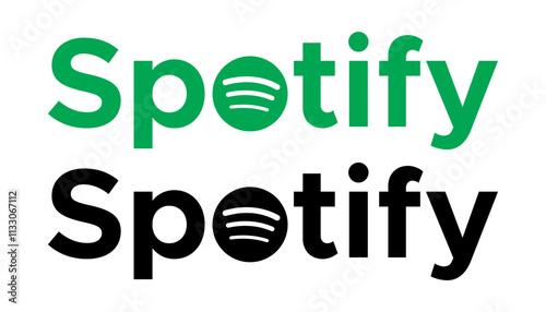 Spotify vector cions.unique spotify text and logo. vector editorial illustration