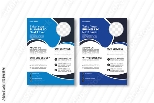  A bundle of two A4 flyer templates in different colors, featuring modern and abstract designs. Perfect for IT companies or businesses seeking creative, editable templates for promotional purposes. Ge