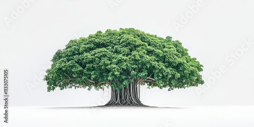 Majestic Banyan Tree: A Symbol of Strength, Resilience, and Longevity Against a Pristine White Background photo