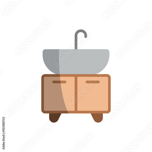 Vanity set sink icon featuring clean lines and functional aesthetics, ideal for showcasing bathroom accessories, plumbing services, or lifestyle content