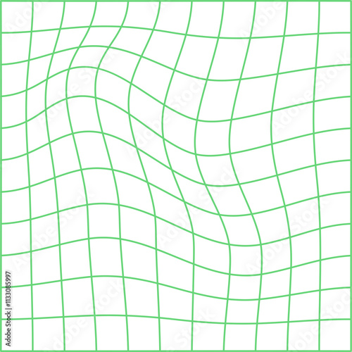 Abstract Green Distorted Grid on Black