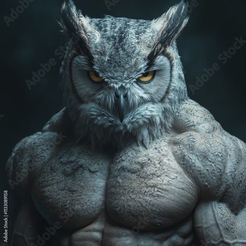 Muscular Anthropomorphic Owl with Fierce Look
 photo