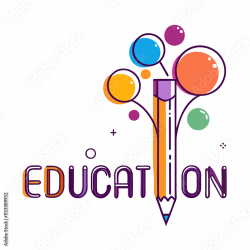 Education word with pencil instead of letter I, study and learning concept vector illustration (15)