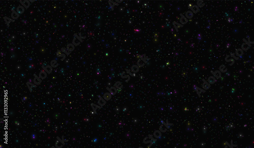 Black and white vector illustration of a starry sky with bright dotted stars of different sizes. Abstract background, perfect for use in design, science projects or space themes.