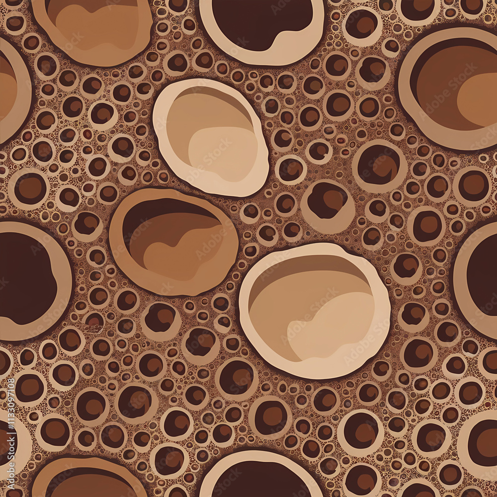 Obraz premium coffee seamless pattern background, bubbles shaped pattern, textured template, design illustration wallpaper 