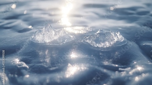 Sunlit Ice Formations on a Frozen Lake photo