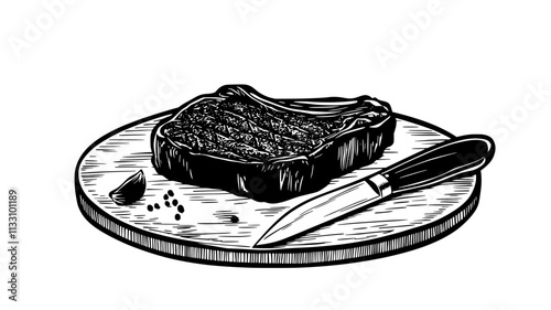Close-up of a steak being flipped on a grill, Food Illustration