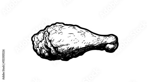Single fried chicken tender placed on a clean surface with no other elements, Food Illustration