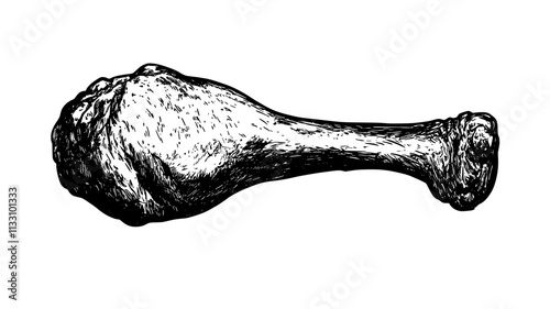 Fried chicken drumstick held up, showing the size and crispy surface, Food Illustration