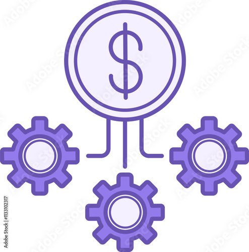 Colored Icon Operational Costs. Vector Illustration. Dollar Coin and Gear. Delivery Service. Logistics Concept