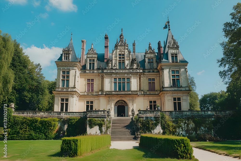 Fototapeta premium Grand Chateau Illustration, Sunny Day