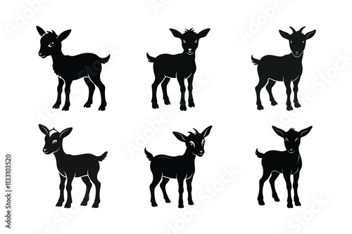 baby goat silhouette vector illustration