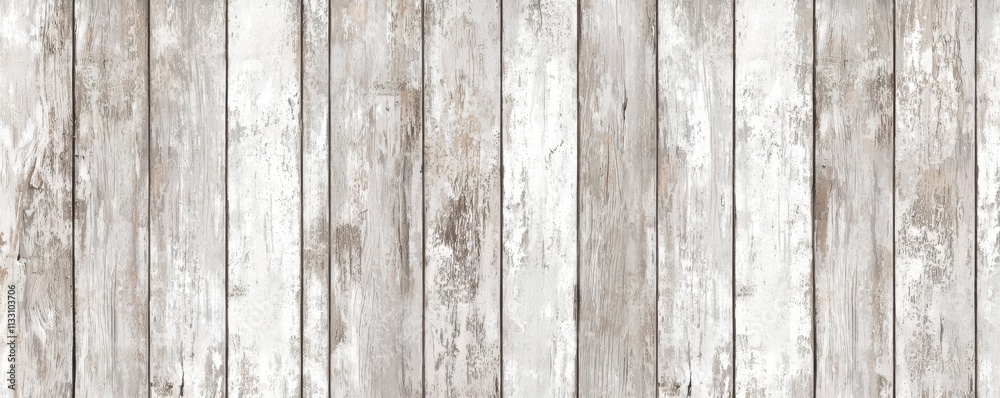 Fototapeta premium A textured, weathered wooden surface in pale tones, featuring vertical planks with a rustic finish, perfect for backgrounds or interior design.