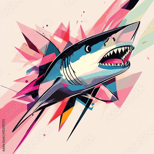 Geometric Shark anime concept full color illustration photo