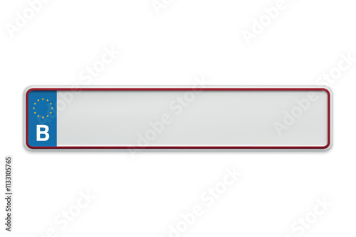 New Car number plate of Belgium. Vehicle registration license