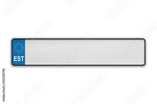 New Car number plate of Estonia. Vehicle registration license