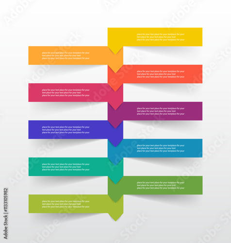 Step by step infographic template with 10 options, parts or processes. Arrows concept.