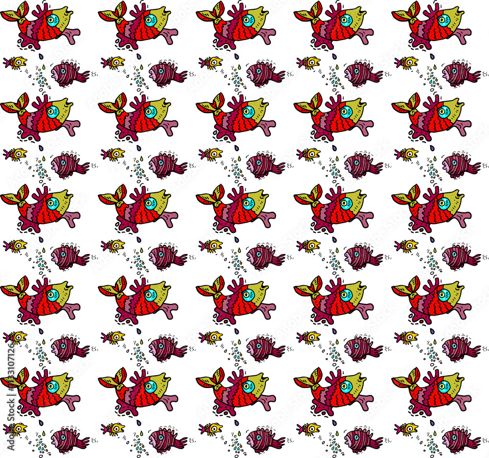 custom made wallpaper toronto digitalSeamless pattern with funny cartoon fish characters