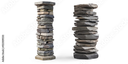 Vertical Stack of Balanced Stones on a Transparent Background