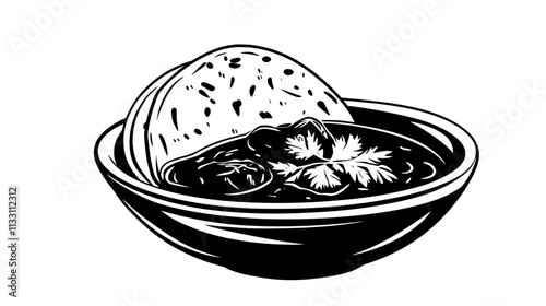 Chicken tikka masala with naan bread, Culinary Vector Graphic