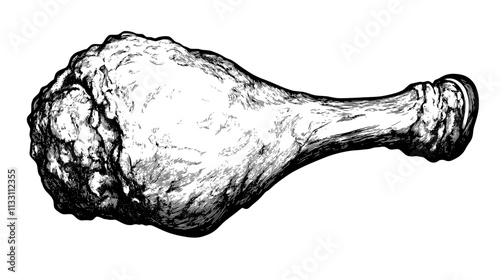 Close-up of a fried chicken drumstick, showing the crispy exterior, Culinary Vector Graphic