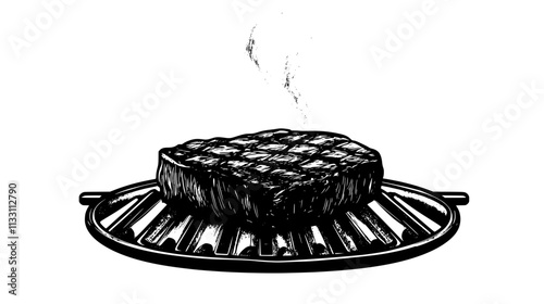 Filet mignon resting on a grill with coals glowing underneath, Culinary Vector Graphic