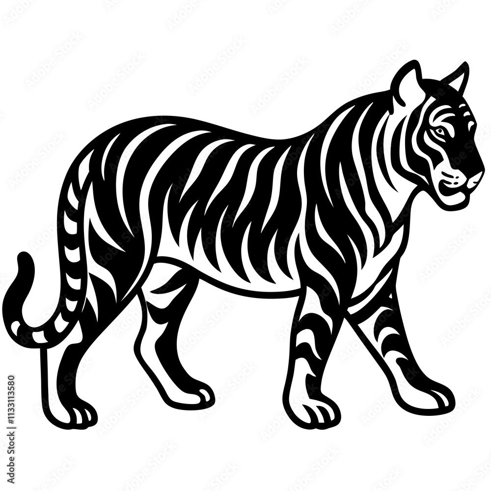 Fototapeta premium Silhouette of Tiger Walking