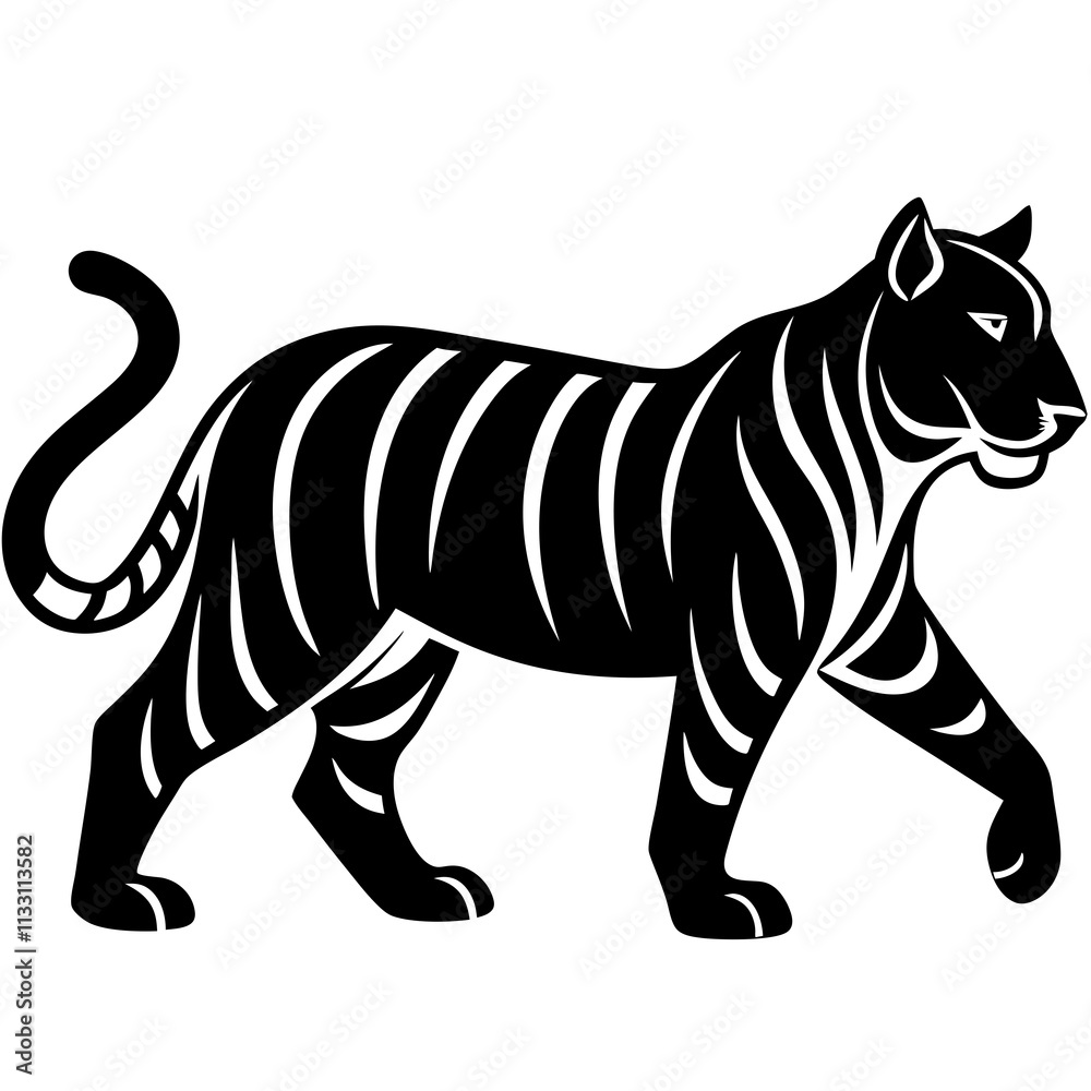 Fototapeta premium Silhouette of Tiger Walking