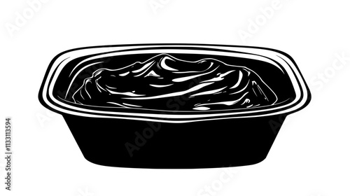 Portion of spread in a shallow dish, with no additional features, Culinary Vector Graphic