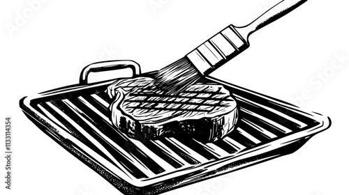 Steaks side by side on a metal grill with char marks, Culinary Vector Graphic