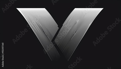 abstract v logo black and white striped vshaped design photo