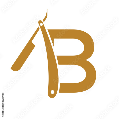 Letter B Salon Logo Concept With Razor Symbol