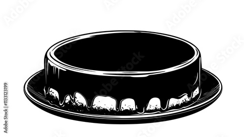 Cheesecake with smooth surface on a round plate and crumbly base, Food Digital Art