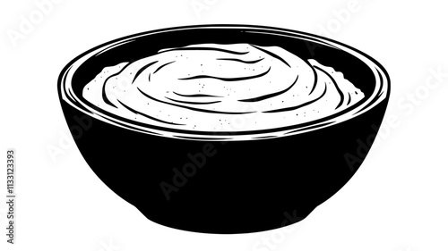 Close-up of hummus in a wide bowl with a smooth, undisturbed surface, Food Digital Art