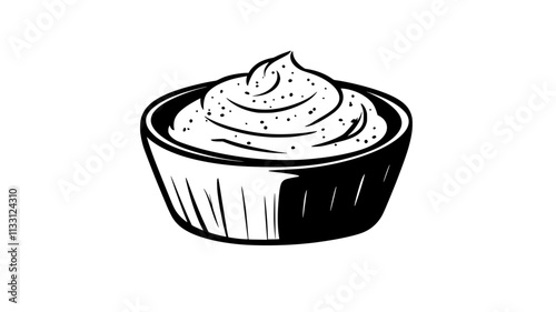 Portion of hummus in a small ramekin with no additional features or garnishes, Food Digital Art