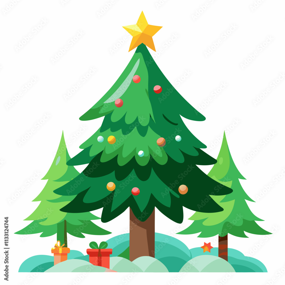 Obraz premium christmas tree vector white background