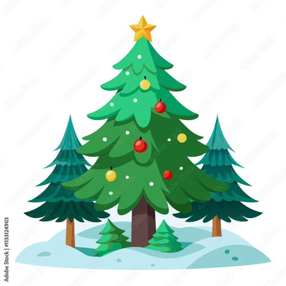 Fototapeta premium christmas tree vector white background