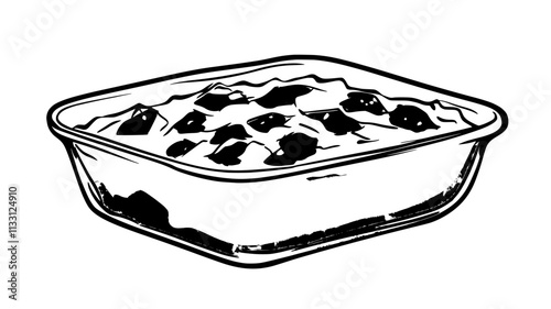 Spinach artichoke dip in a rectangular container, even texture, Food Digital Art