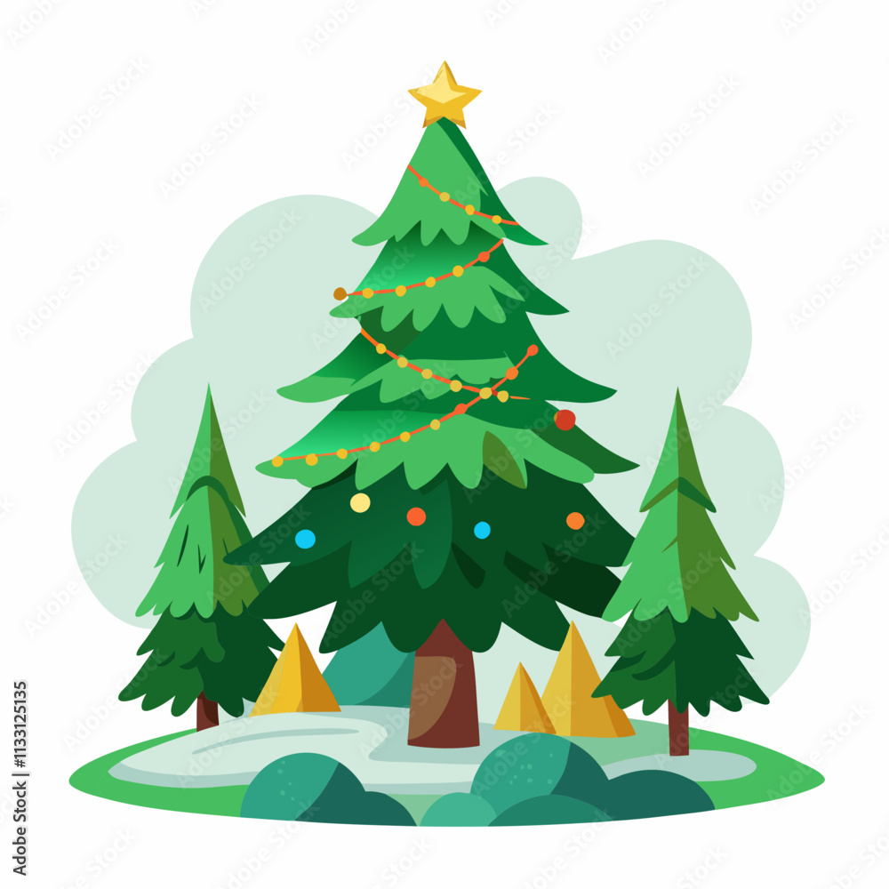 Obraz premium christmas tree vector white background