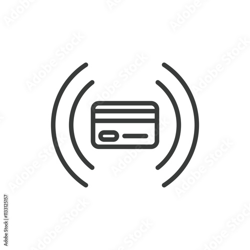 NFC card, icon in line design. NFC, card, payment, contactless, mobile, transaction, wireless on white background vector. NFC card editable stroke icon