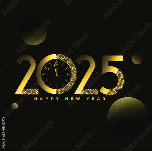 happy new year 2025 clock banner design